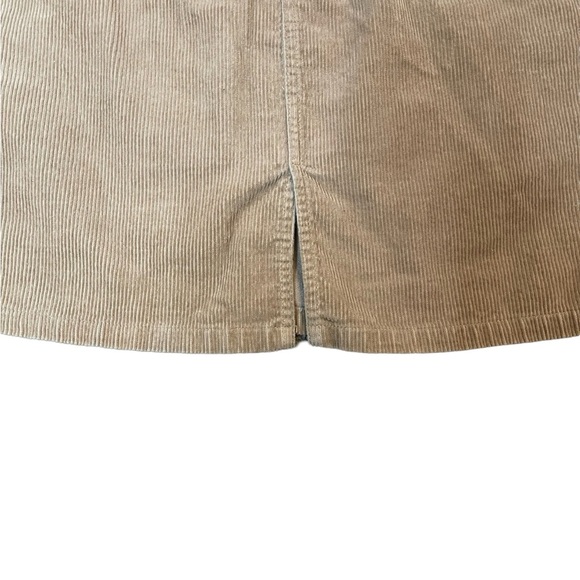 Eddie Bauer women size 4 tan midi corduroy slit front skirt belt loops pockets - Picture 5 of 9